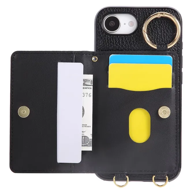 Coque iPhone 17e / 16e Portefeuille Bandoulière Matelassé