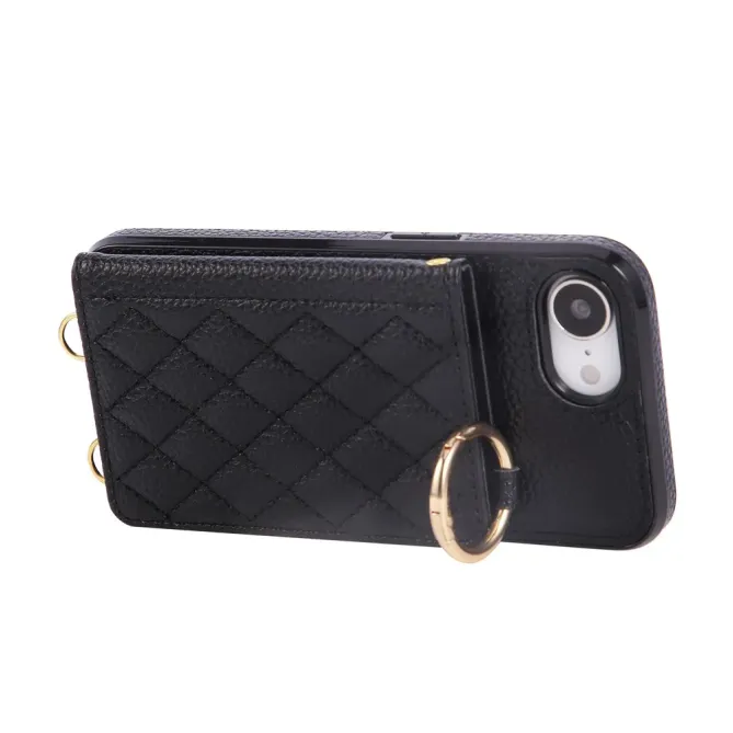 Coque iPhone 17e / 16e Portefeuille Bandoulière Matelassé