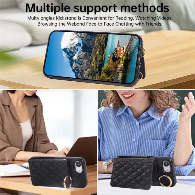 Coque iPhone 17e / 16e Portefeuille Bandoulière Matelassé