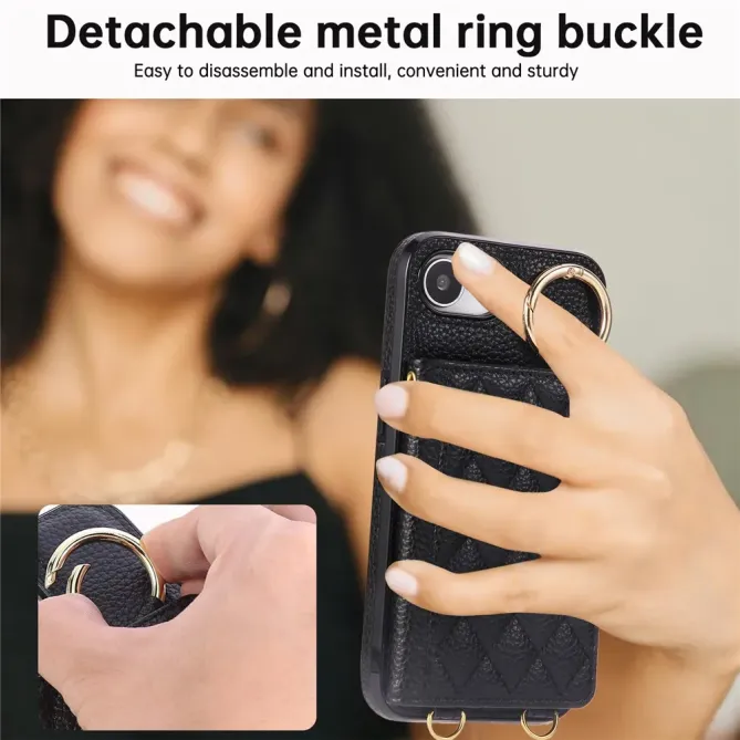 Coque iPhone 17e / 16e Portefeuille Bandoulière Matelassé