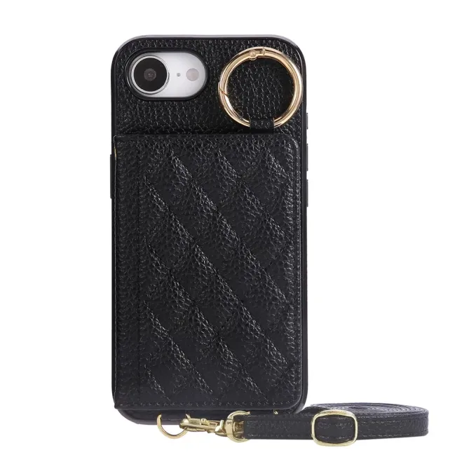 Coque iPhone 17e / 16e Portefeuille Bandoulière Matelassé