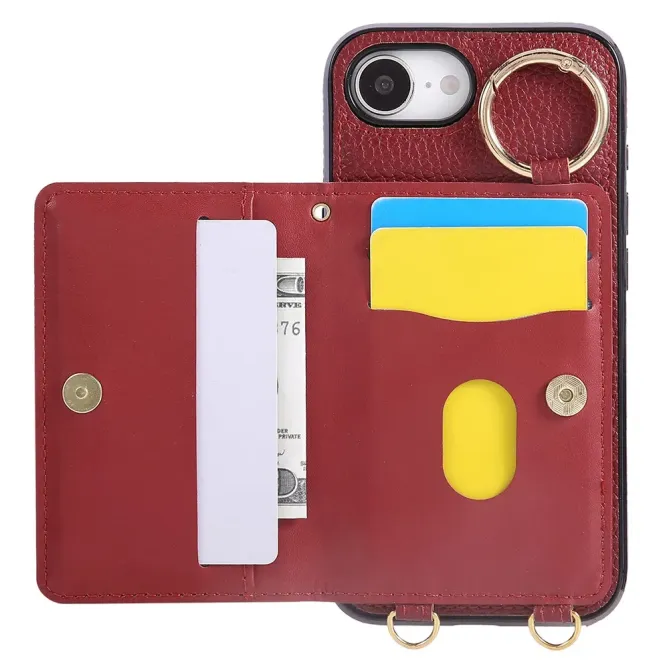 Coque iPhone 17e / 16e Portefeuille Bandoulière Matelassé