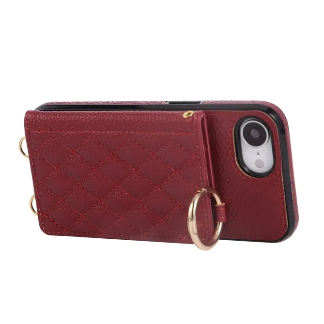 Coque iPhone 17e / 16e Portefeuille Bandoulière Matelassé