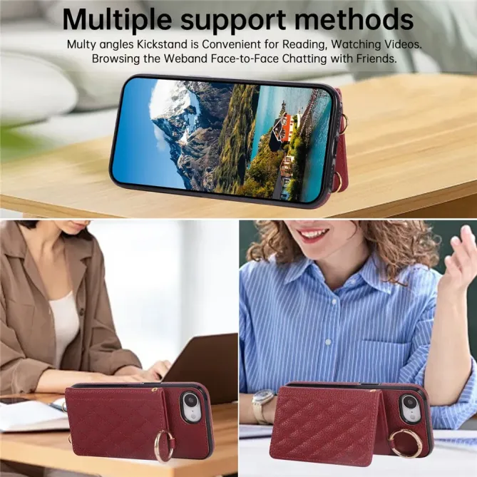 Coque iPhone 17e / 16e Portefeuille Bandoulière Matelassé