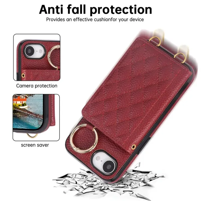 Coque iPhone 17e / 16e Portefeuille Bandoulière Matelassé