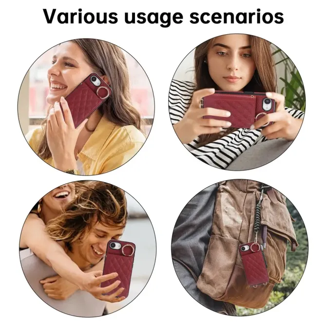 Coque iPhone 17e / 16e Portefeuille Bandoulière Matelassé