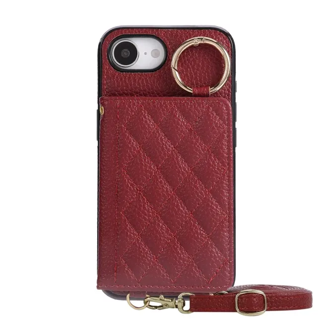 Coque iPhone 17e / 16e Portefeuille Bandoulière Matelassé