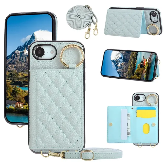 Coque iPhone 17e / 16e Portefeuille Bandoulière Matelassé