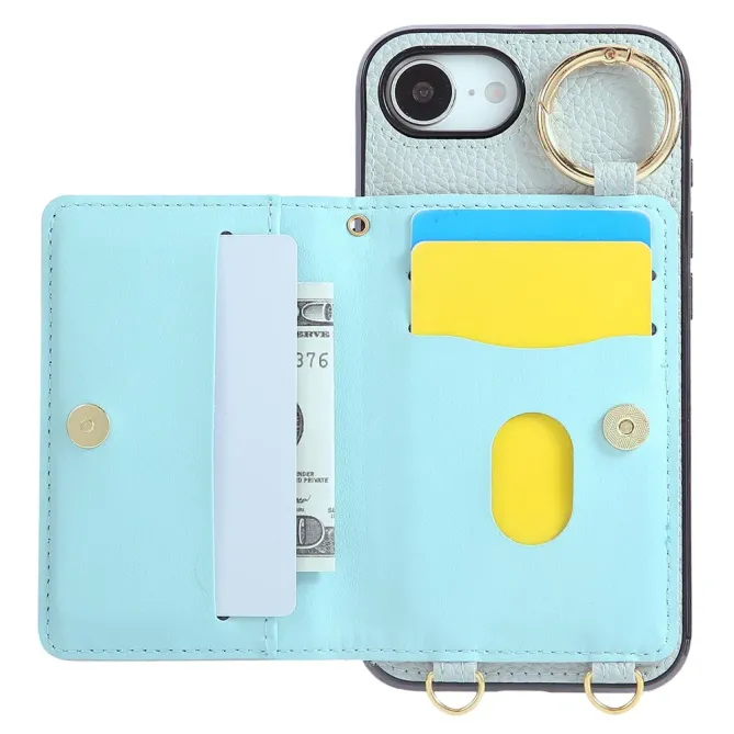 Coque iPhone 17e / 16e Portefeuille Bandoulière Matelassé