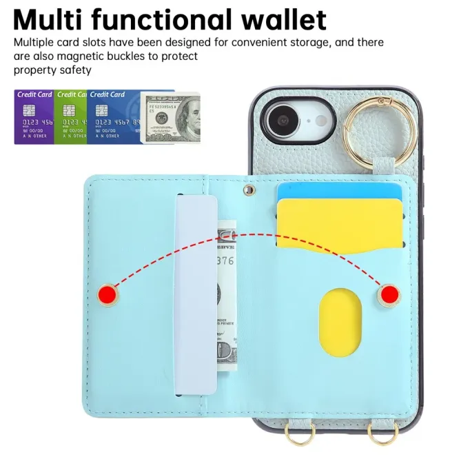 Coque iPhone 17e / 16e Portefeuille Bandoulière Matelassé