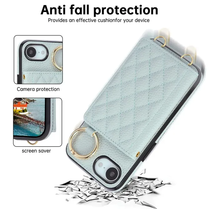 Coque iPhone 17e / 16e Portefeuille Bandoulière Matelassé