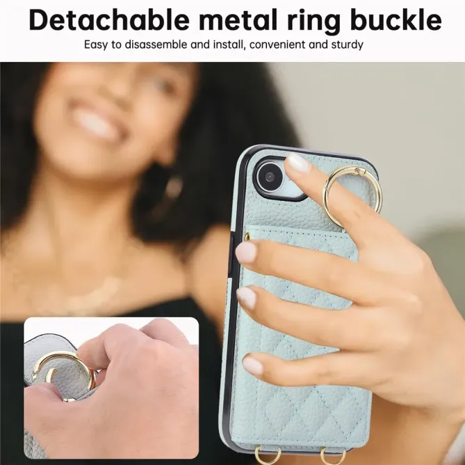 Coque iPhone 17e / 16e Portefeuille Bandoulière Matelassé