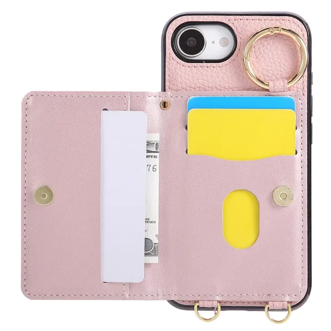 Coque iPhone 17e / 16e Portefeuille Bandoulière Matelassé