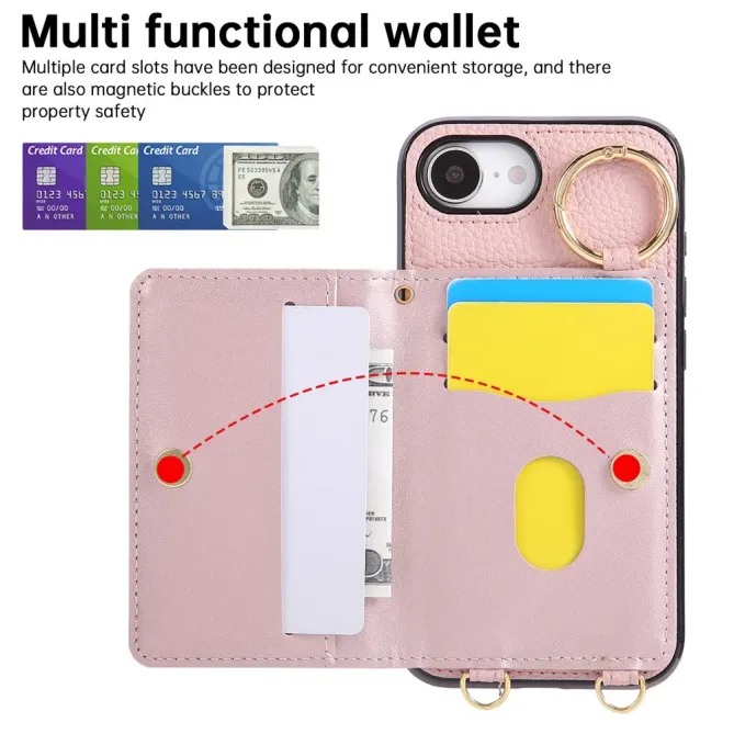 Coque iPhone 17e / 16e Portefeuille Bandoulière Matelassé