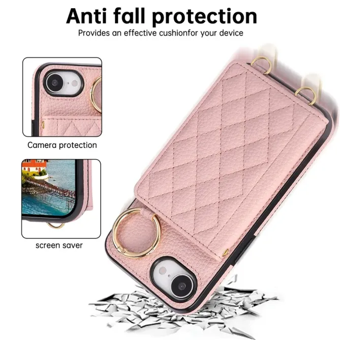 Coque iPhone 17e / 16e Portefeuille Bandoulière Matelassé