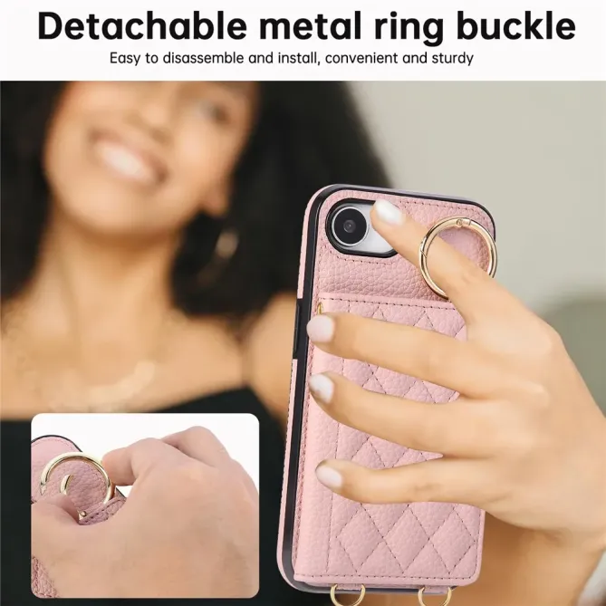 Coque iPhone 17e / 16e Portefeuille Bandoulière Matelassé