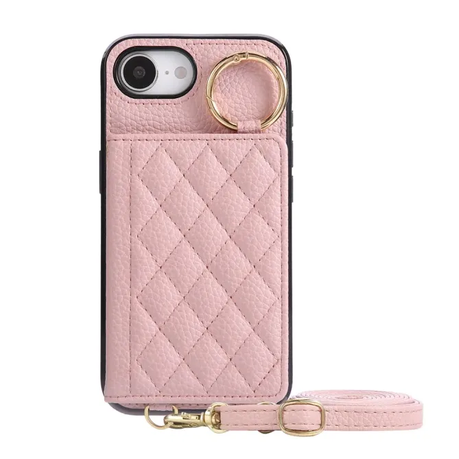 Coque iPhone 17e / 16e Portefeuille Bandoulière Matelassé