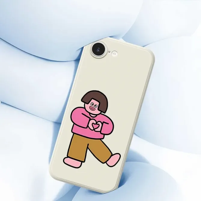 Coque iPhone 17e / 16e Silicone Love Girl à Bords Droits