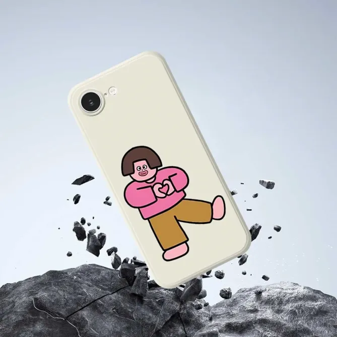 Coque iPhone 17e / 16e Silicone Love Girl à Bords Droits