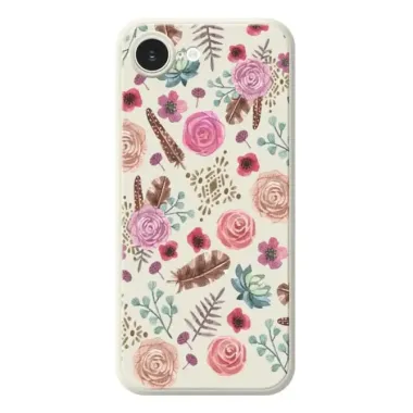 Coque iPhone 17e / 16e Boho Aquarelle Fleurs et Plumes