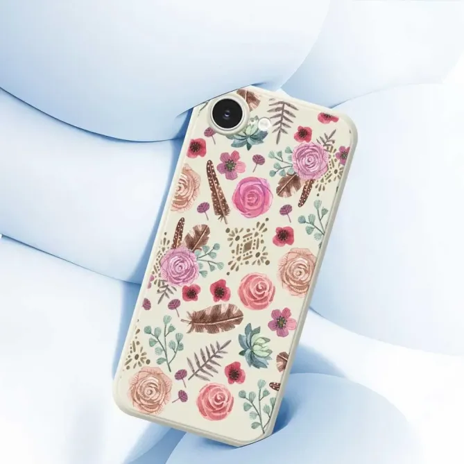 Coque iPhone 17e / 16e Boho Aquarelle Fleurs et Plumes