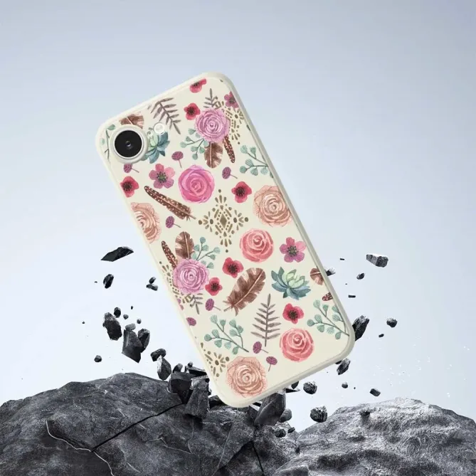 Coque iPhone 17e / 16e Boho Aquarelle Fleurs et Plumes