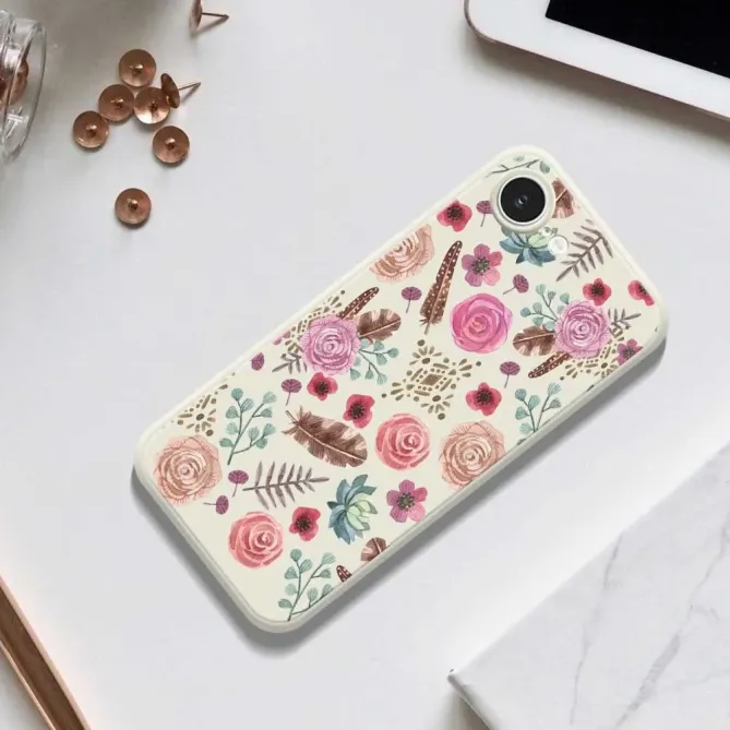 Coque iPhone 17e / 16e Boho Aquarelle Fleurs et Plumes