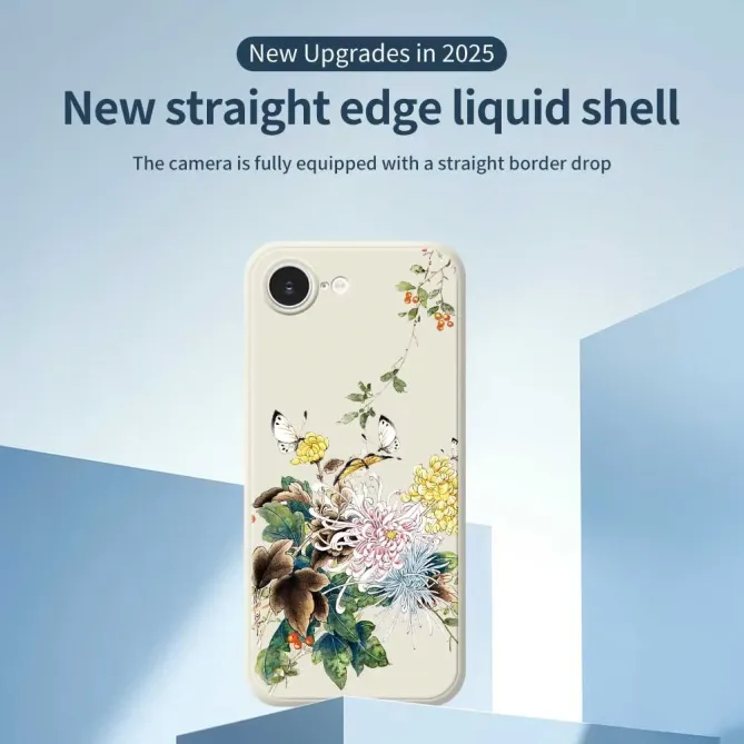 Coque iPhone 17e / 16e Chrysanthèmes & Papillons (Artistic Series)