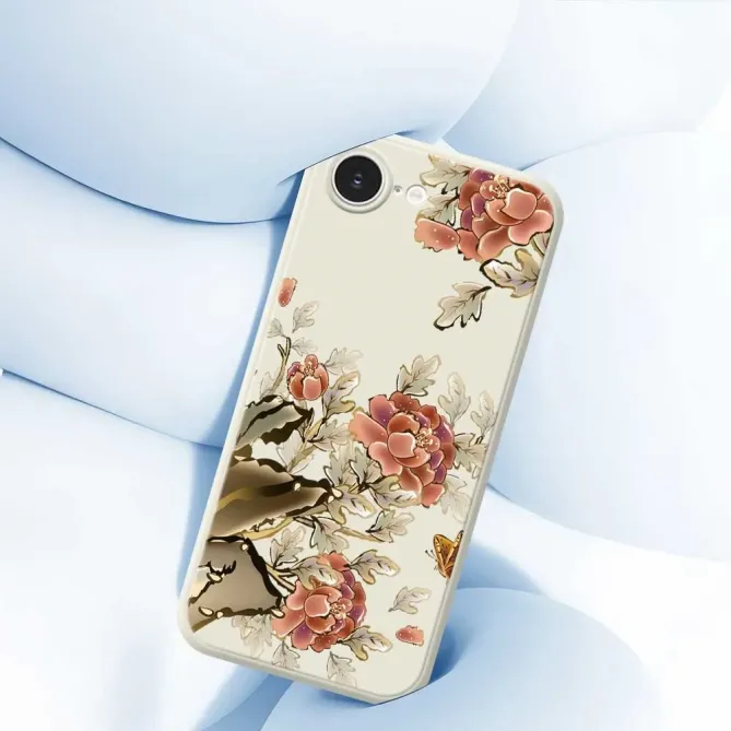 Coque iPhone 17e / 16e Peonies & Butterfly Print artistique