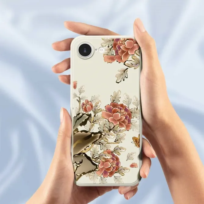 Coque iPhone 17e / 16e Peonies & Butterfly Print artistique