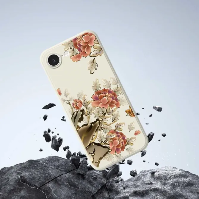 Coque iPhone 17e / 16e Peonies & Butterfly Print artistique