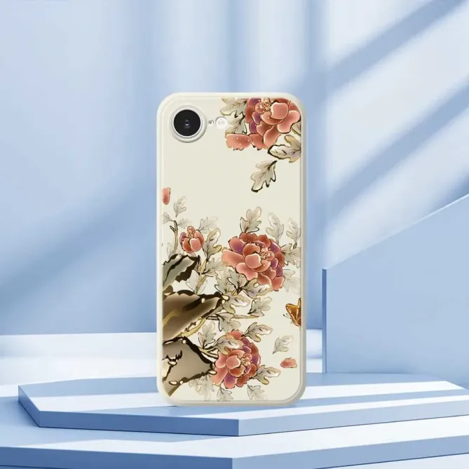 Coque iPhone 17e / 16e Peonies & Butterfly Print artistique