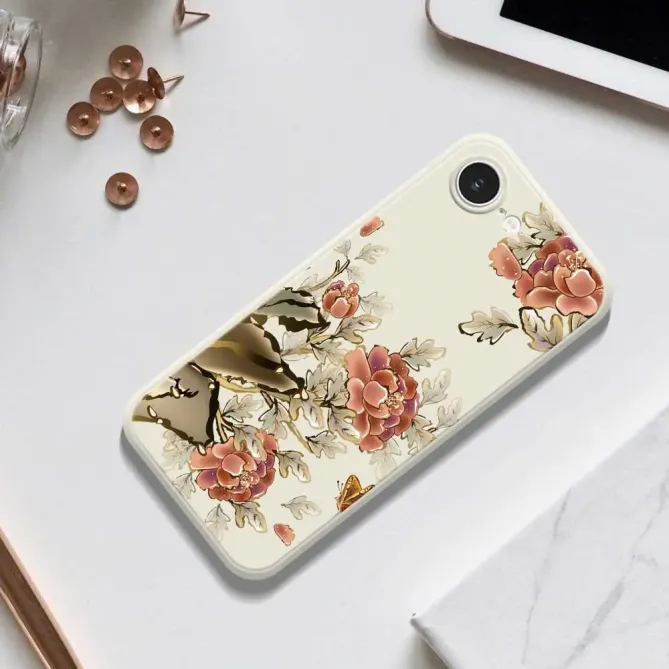Coque iPhone 17e / 16e Peonies & Butterfly Print artistique