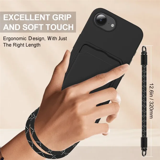 Coque iPhone 17e / 16e avec Mini Cordon Silicone et Porte-carte