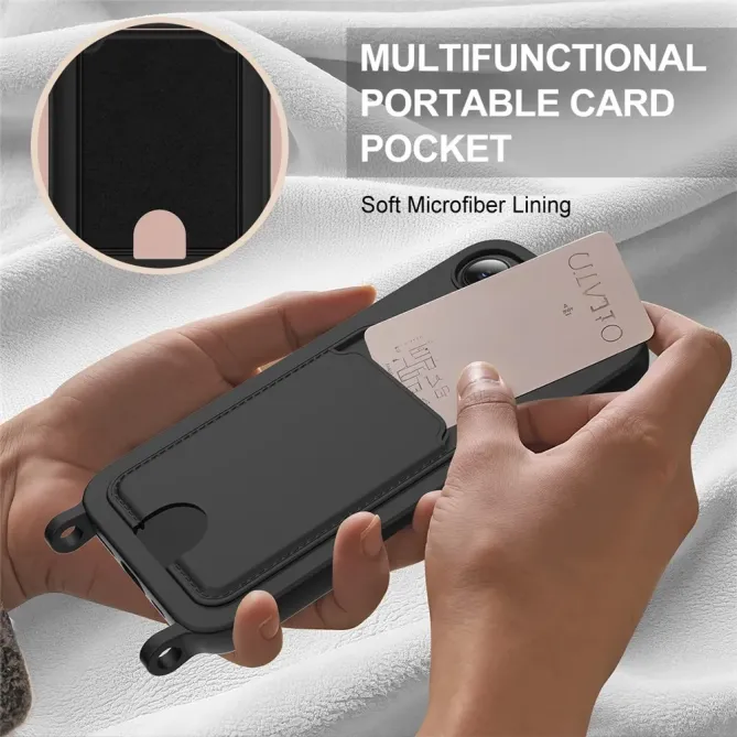Coque iPhone 17e / 16e avec Mini Cordon Silicone et Porte-carte
