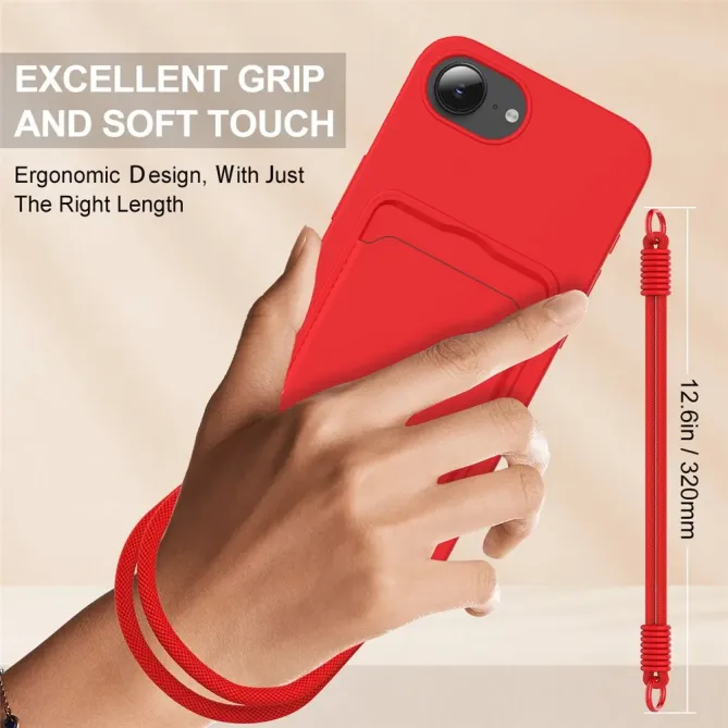 Coque iPhone 17e / 16e avec Mini Cordon Silicone et Porte-carte