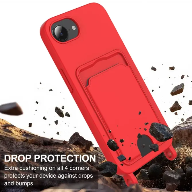 Coque iPhone 17e / 16e avec Mini Cordon Silicone et Porte-carte