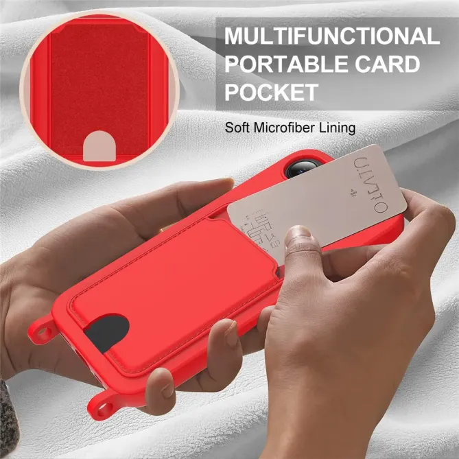 Coque iPhone 17e / 16e avec Mini Cordon Silicone et Porte-carte