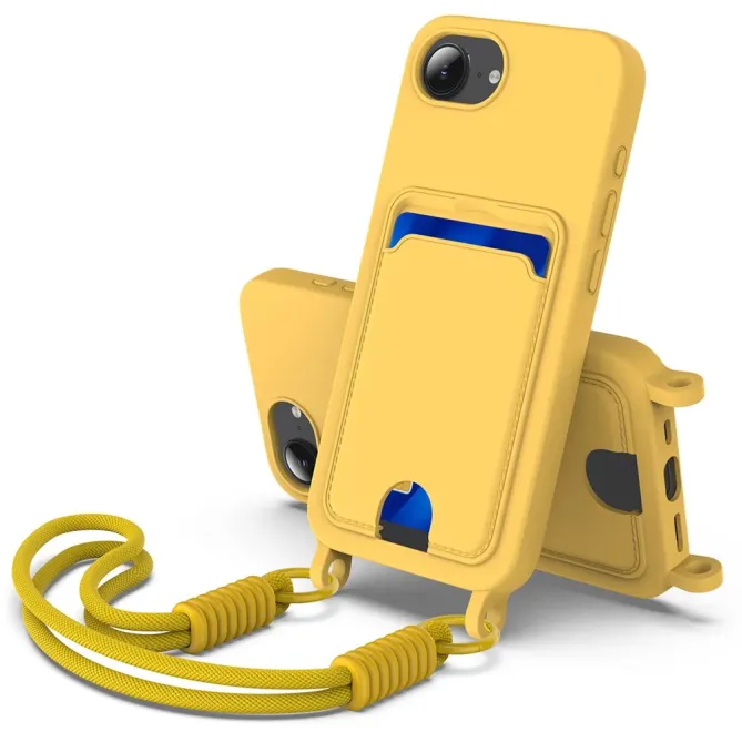 Coque iPhone 17e / 16e avec Mini Cordon Silicone et Porte-carte