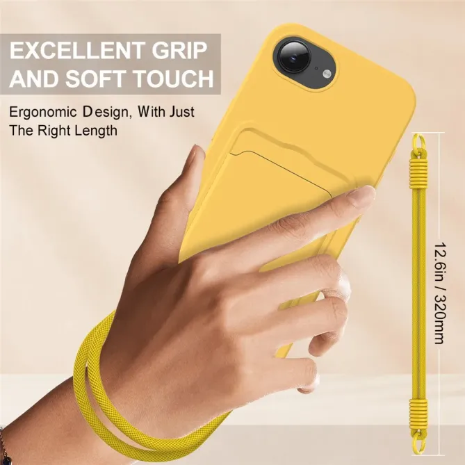 Coque iPhone 17e / 16e avec Mini Cordon Silicone et Porte-carte