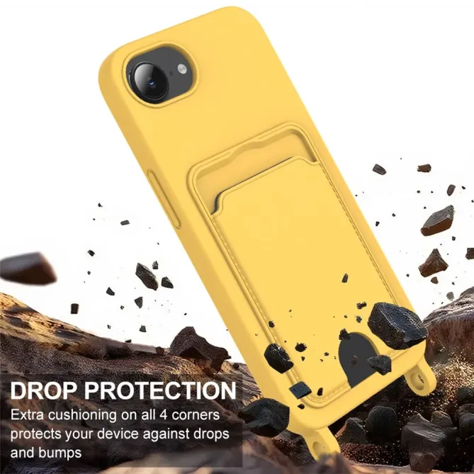 Coque iPhone 17e / 16e avec Mini Cordon Silicone et Porte-carte