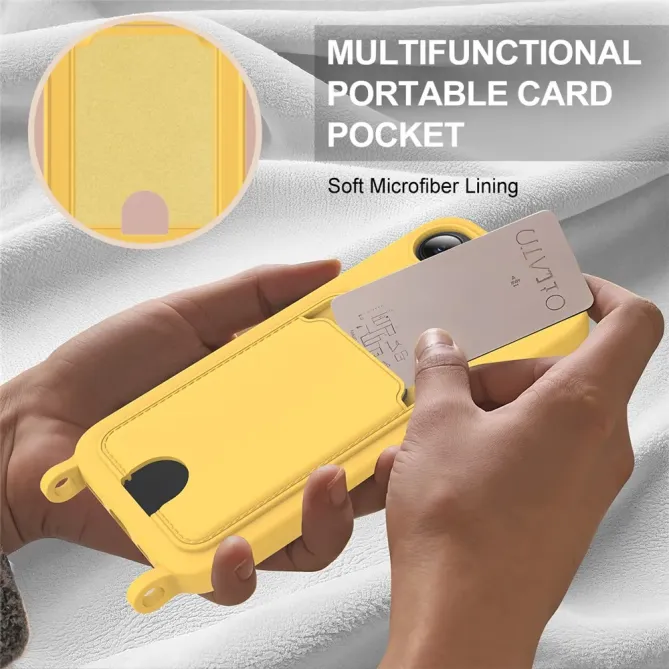Coque iPhone 17e / 16e avec Mini Cordon Silicone et Porte-carte