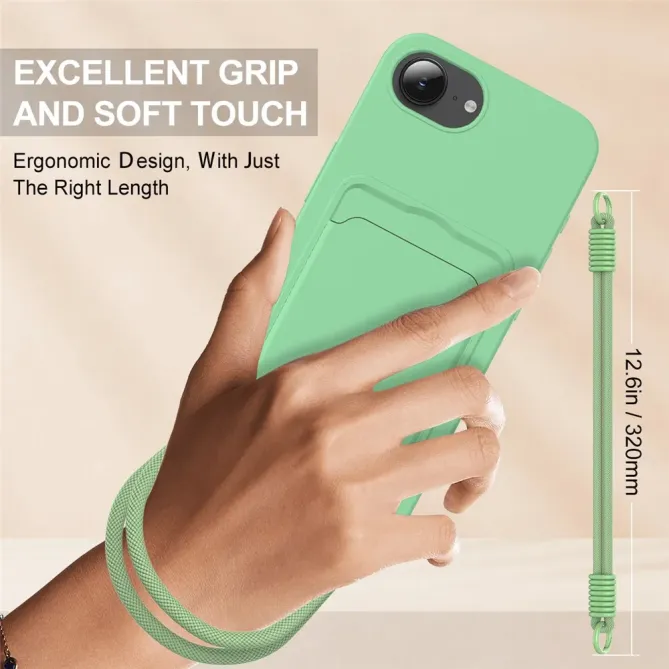 Coque iPhone 17e / 16e avec Mini Cordon Silicone et Porte-carte