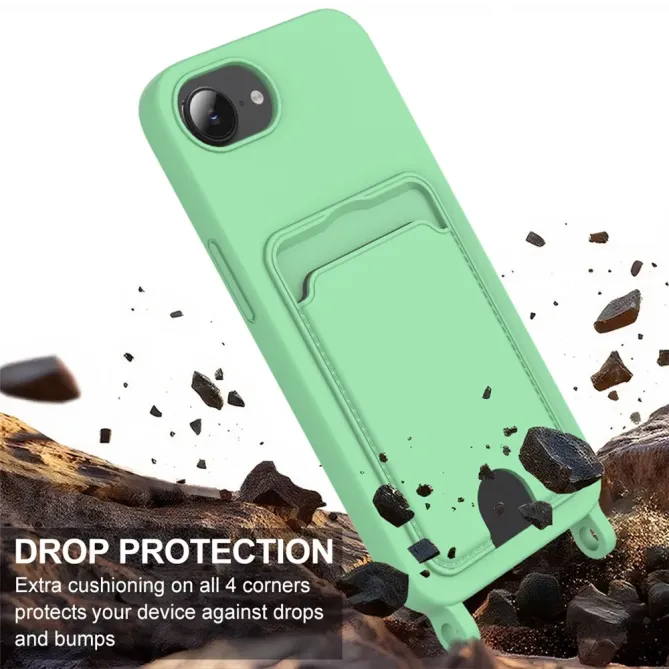 Coque iPhone 17e / 16e avec Mini Cordon Silicone et Porte-carte