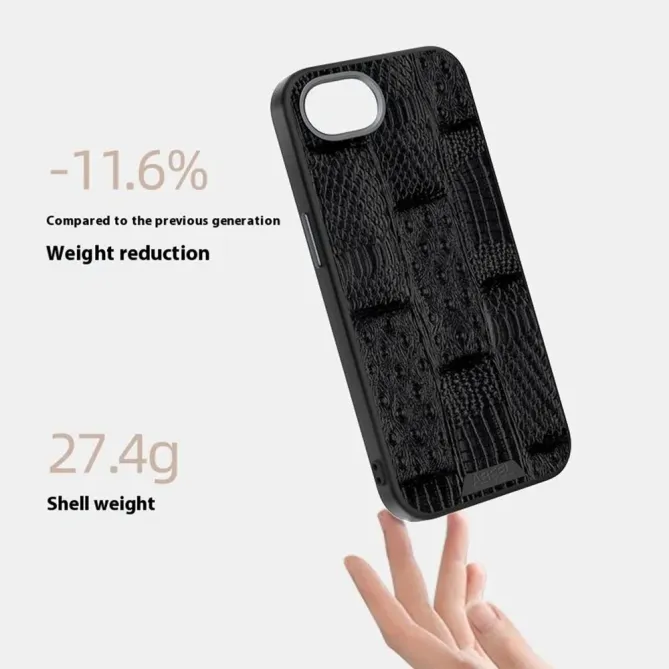 Coque iPhone 17e / 16e Cuir Véritable Beast Texture MagSafe