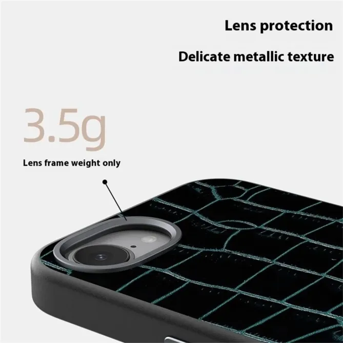 Coque iPhone 17e / 16e Effet Cuir Crocodile Compatible MagSafe