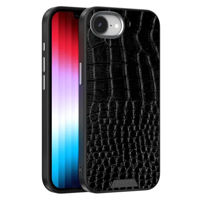 Coque iPhone 17e / 16e Effet Cuir Crocodile Compatible MagSafe