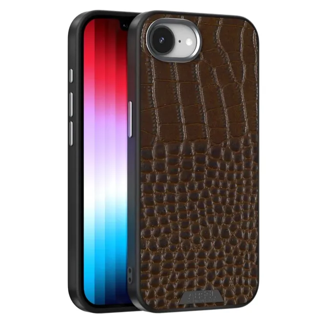 Coque iPhone 17e / 16e Effet Cuir Crocodile Compatible MagSafe