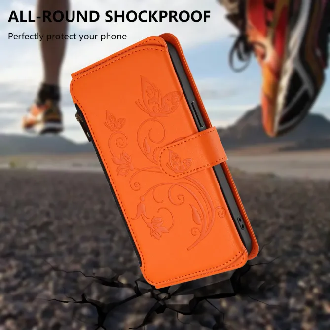 Housse iPhone 17e / 16e Portefeuille Papillons & Fleurs RFID