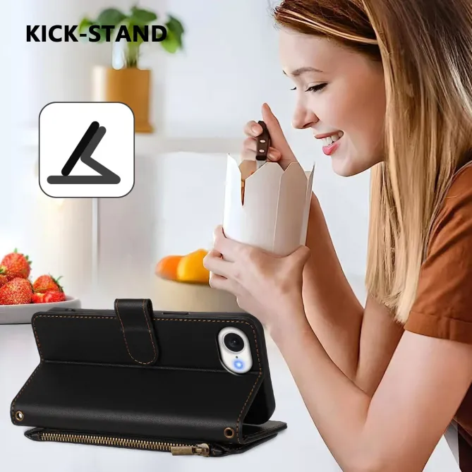 Housse iPhone 17e / 16e Portefeuille Papillons & Fleurs RFID